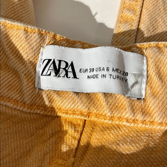 Zara Orange Distressed Frayed Wide Leg Denim Jeans Womens sz 6 Straight - Picture 2 of 7